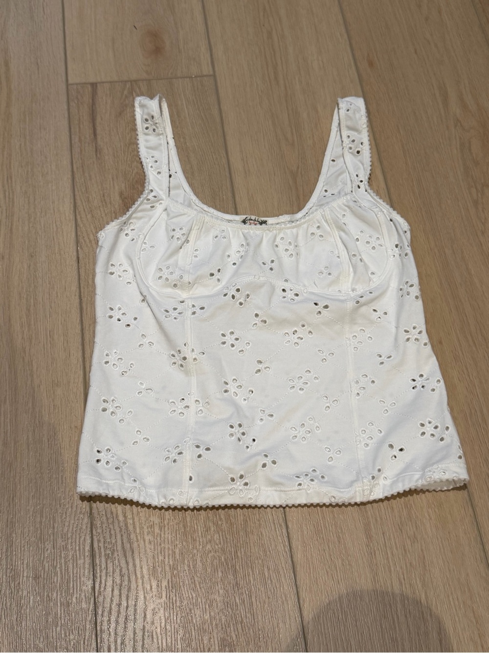Free People White Eyelet Tank Top